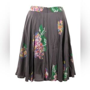 Boden Gray and Floral Full Skirt with Pleats